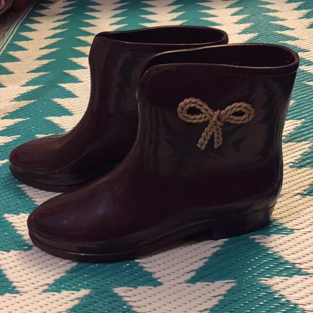 Melissa Burgundy Rain Snow Boots with Gold Bow